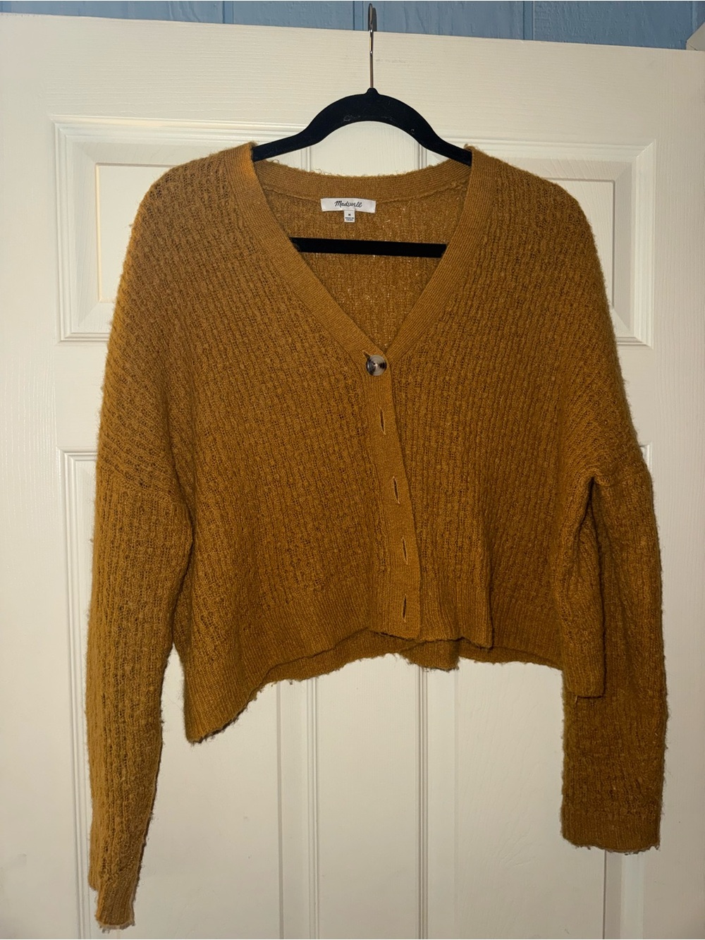 Madewell Womens M Dark Mustard Yellow Knit Button Front Cardigan Sweater
